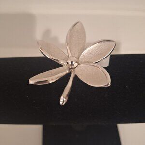 Vintage Silver Flower Brooch by Crown Trifari
